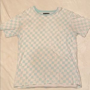 Pacsun light blue and white checkered tee